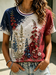 Women's Foxglove floral print short-sleeved T-shirt