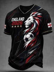 Retro England football fan art print casual jersey
