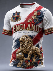 Retro England Football Fan Art Print Casual T-Shirt