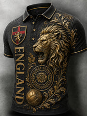 Retro England Football Fan Art Print Casual Polo Shirt