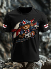 Vintage British Paddington Bear Soccer Art Print Casual T-Shirt