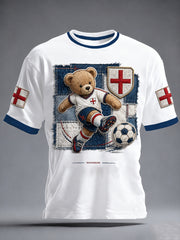 Vintage British Paddington Bear Soccer Art Print Casual T-Shirt