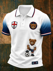 Retro British Paddington Bear Football Art Print Casual Polo Shirt