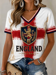 Retro England Football Fan Art Print Casual Jersey