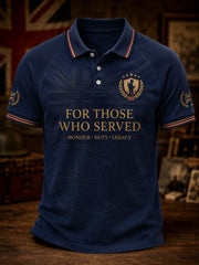 Men's Retro British Veteran Print Casual Polo