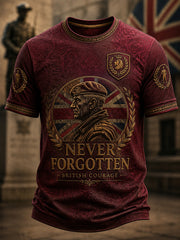Men's Retro British Veteran Print Casual Tee
