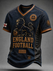 Retro England Football Fan Art Print Casual T-Shirt