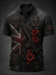 Men's Retro Veteran Weapon Print Short-Sleeve Shirt