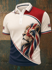 Men's British Lion Print Casual Polo