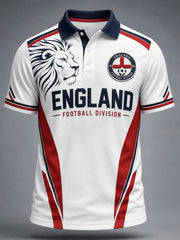 Retro England Football Fan Art Print Casual Polo Shirt