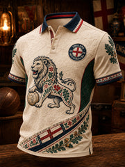 Retro England Football Fan Art Print Casual Polo Shirt