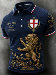 Retro England Football Fan Art Print Casual Polo Shirt