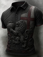 Retro England Football Fan Art Print Casual Polo Shirt