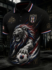 Retro England Football Fan Art Print Casual Polo Shirt