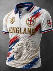 Retro England Football Fan Art Print Casual Polo Shirt