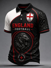 Retro England Football Fan Art Print Casual Polo Shirt