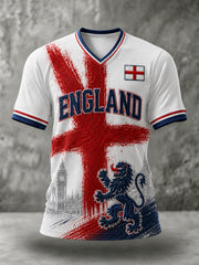 Men's Gift For Football Fans Print Casual V-neck Short Sleeve T-shirt