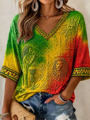 Women's Reggae Print Casual T-Shirt