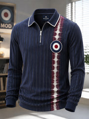 Men's Mods Culture UK Music Lover Business Style Printed Zipper Polo Shirt