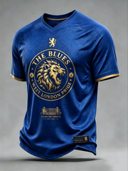 Men's Football Lovers Printed V-neck T-shirt