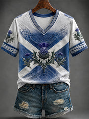 Women's St Andrew’s Day Printed V-neck T-shirt