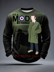 Men's Mods Culture UK Music Lover Printed Waffle Long Sleeve T-Shirt
