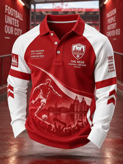 Men's Gift For Soccer Fans Liverpool Print long sleeve polo