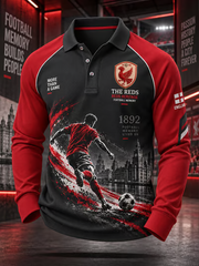 Men's Gift For Soccer Fans Liverpool Print long sleeve polo