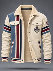 Men's Fleece-Lined Jacket With Modern Cultural Commemorative Print