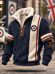 Men's UK Music Lover Mods Art Printed Plush Stand Collar Shirt