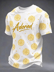 Men's Lemon Roses Music Lover Printed short sleeves t-shirt