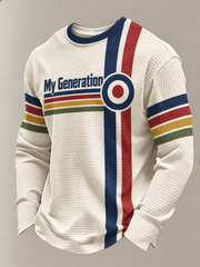 Men's UK Music Lover Mods Art Printed Waffle Sweatshirt