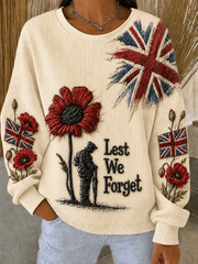 Women's Remembrance Day Ribbed Round-Neck Sweatshirt