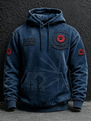 Men's Remembrance Day Lest We Forget Print Oversized Drop-Shoulder Hoodie With Pockets