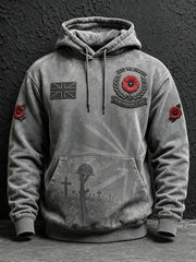Men's Remembrance Day Lest We Forget Print Oversized Drop-Shoulder Hoodie With Pockets