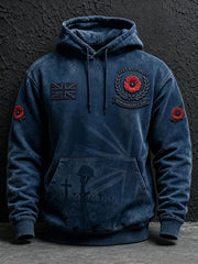 Men's Remembrance Day Lest We Forget Print Oversized Drop-Shoulder Hoodie With Pockets