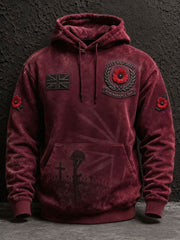 Men's Remembrance Day Lest We Forget Print Oversized Drop-Shoulder Hoodie With Pockets
