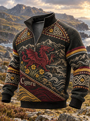 Men's UK Wales 1/4 Zip Stand Collar Sweatshirt