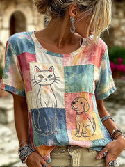 Women's Cat Print Casual Shirt