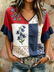 Women's Bluebell Print  short-sleeved T-shirt