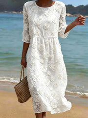Women's Classy Rose Cotton Linen Dress
