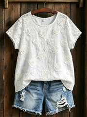 Women's Classy Rose Cotton Linen Shirt