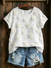 Women's Classy Rose Cotton Linen Shirt