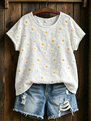 Women's Classic Daisy Flower Cotton Linen Dress