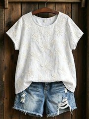 Women's Classy Lily Flower Cotton Linen Shirt