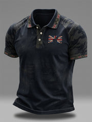 Men's British Flag Veteran Camouflage Print Casual Polo