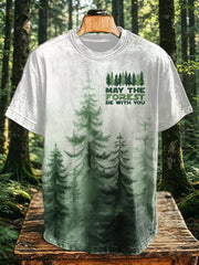 Men's May The Forest Be With You Printed Casual T-Shirt