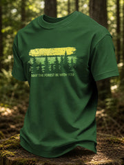 Men's May The Forest Be With You Printed Casual T-Shirt