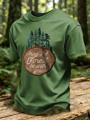 Men's May The Forest Be With You Printed Casual T-Shirt
