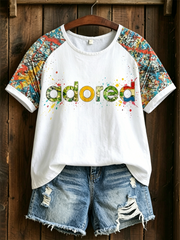 Women's adored Printed linen short-sleeved T-shirt
